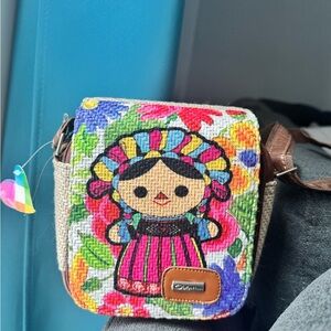 Colorful Embroidered Folk Doll Crossbody Bag